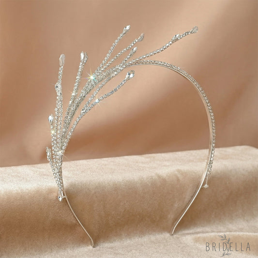 Silver Rhinestone Bridal Headband Hairpiece - Bridella BHP494-S - Silvery - HEADWEAR