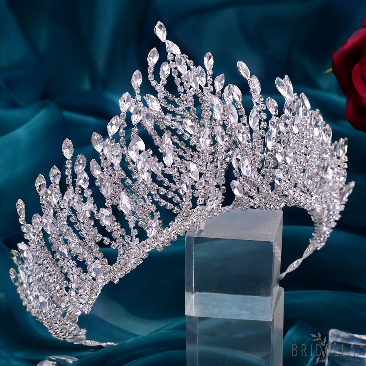 BHP374-S silver rhinestone crown