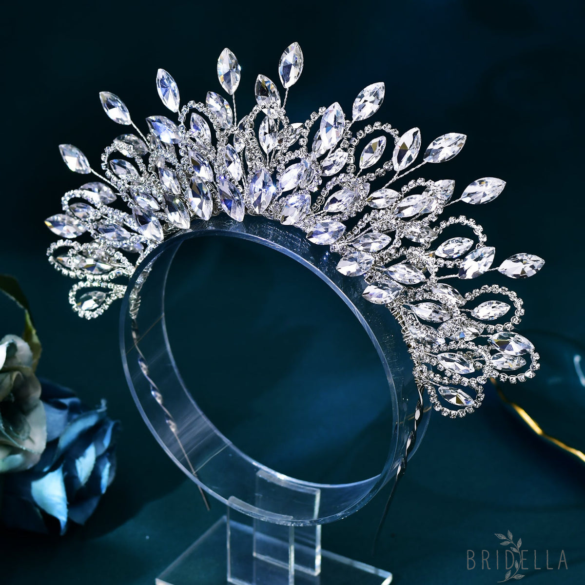 BHP616-S silver rhinestone crown