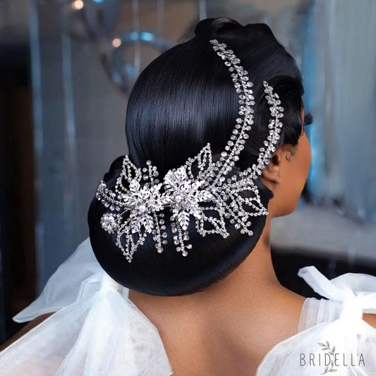 BHP254-S silver rhinestone pearl crown