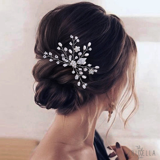 BHP103 silver rhinestone pearl headband