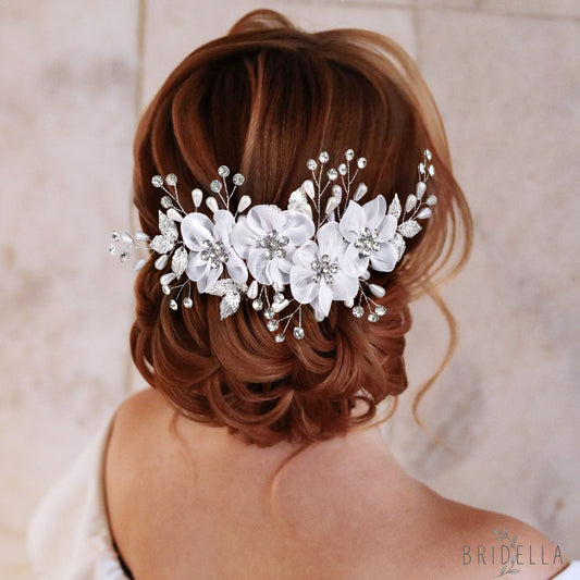 BHP756-S silver rhinestone pearl tiara