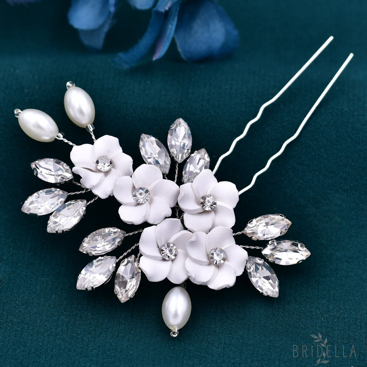 BHP345 silver rhinestone pearl headwear