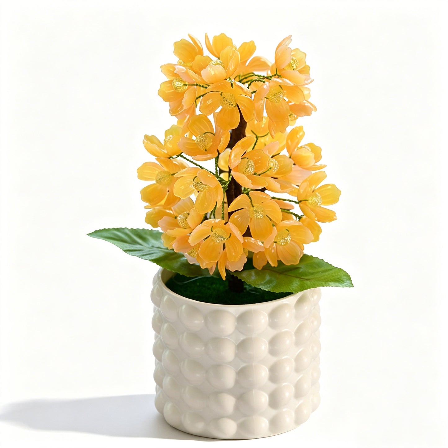 Handmade Yellow Hydrangea Flower Picks, Potted Faux Floral Arrangement L20