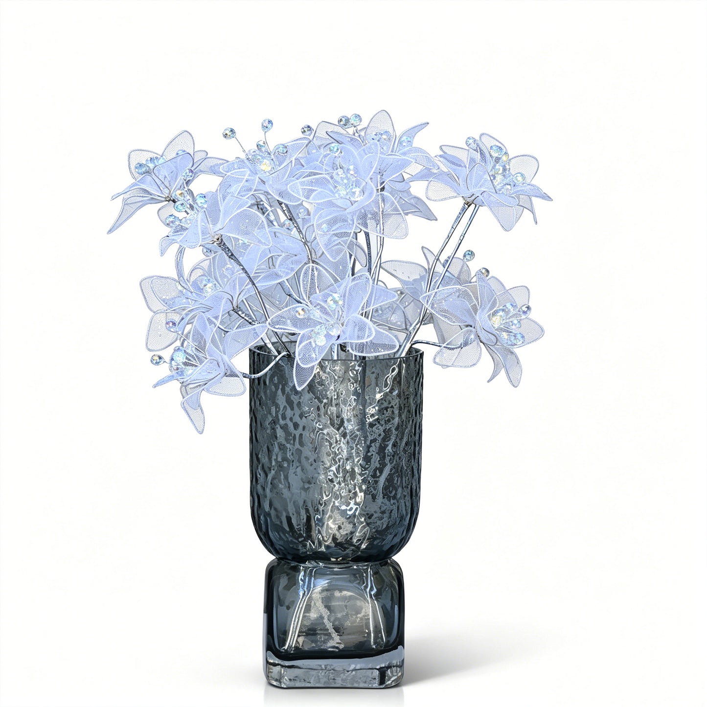 Handmade Sheer Mesh Crystal Flower Branch Picks  K149