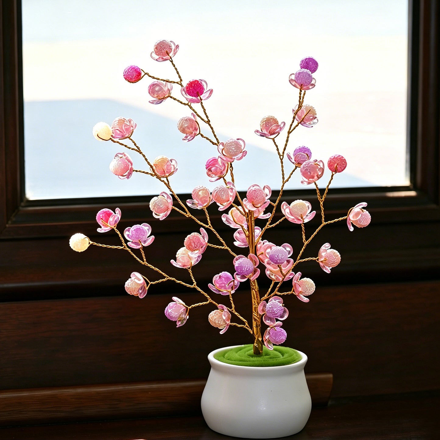 Handmade Pink Crystal Bud Tree L31