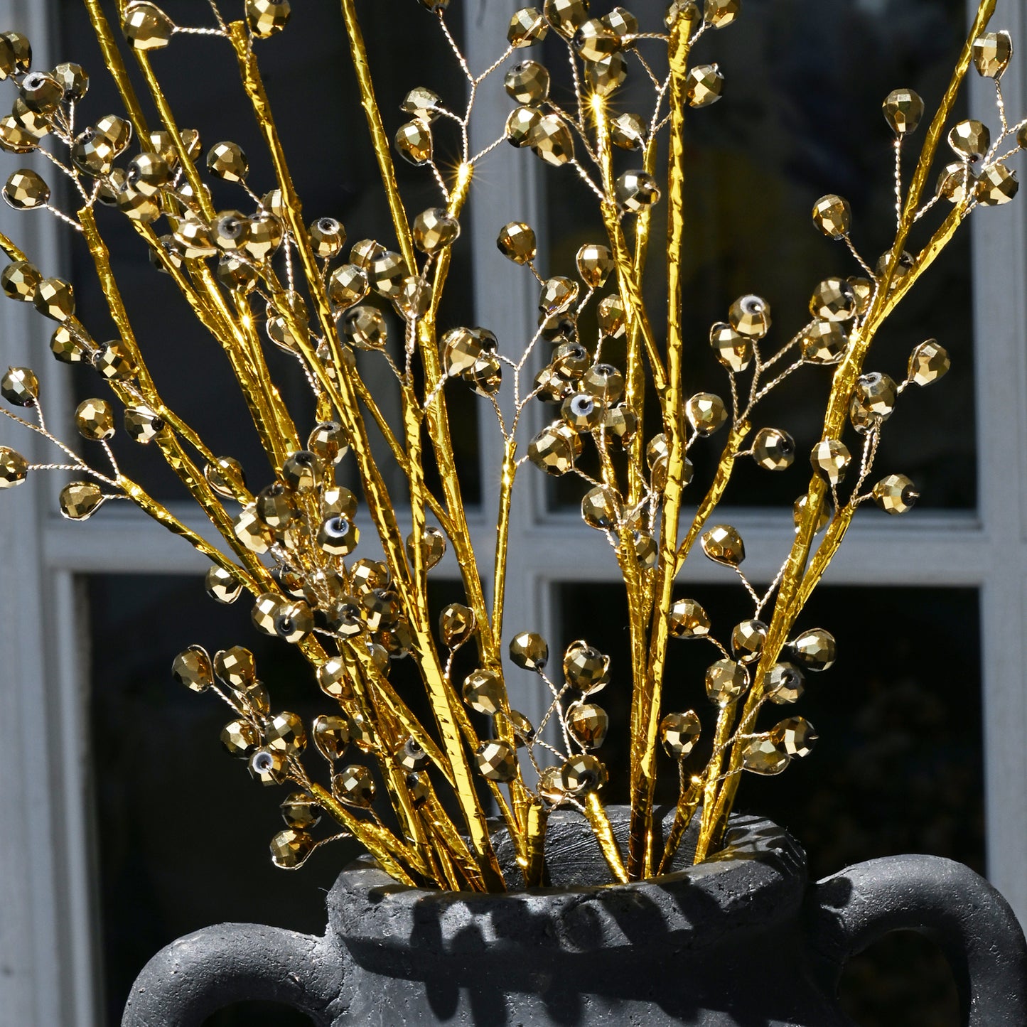 Handmade Gold Faceted Crystal Berry Branch Picks K169