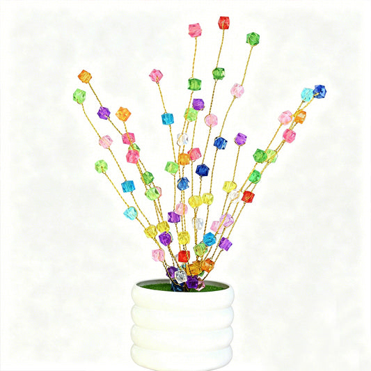 Handmade Rainbow Crystal Cube Tree, Artificial Flower Arrangement L63