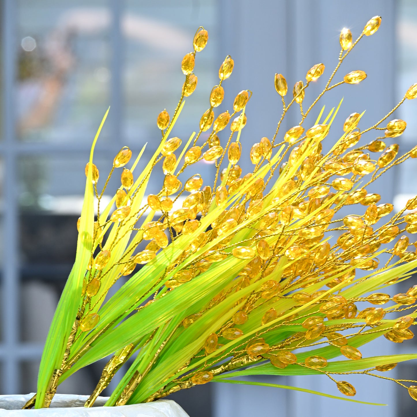 Artificial Golden Crystal Rice Ear Stem, Single Stem Fake ,Living room vase decoration K08