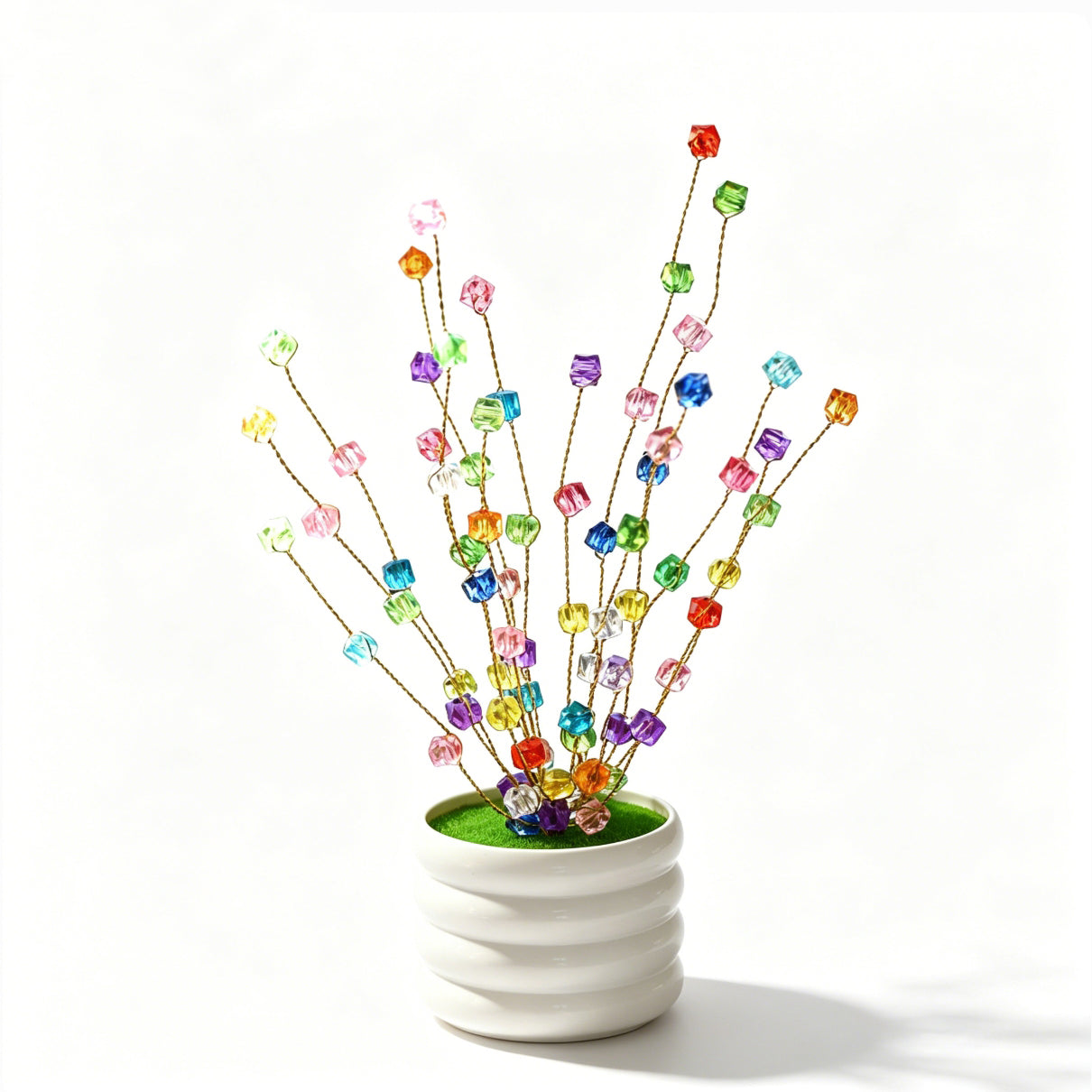 Handmade Rainbow Crystal Cube Tree, Artificial Flower Arrangement L63