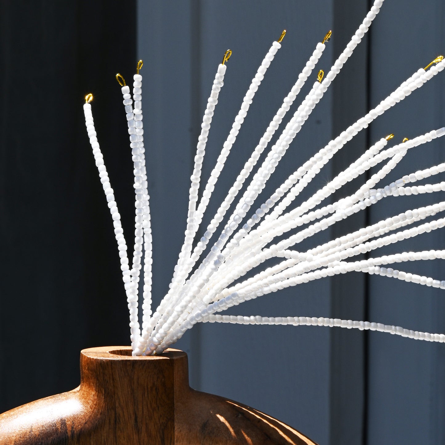 Handmade White Beaded Firework Branch Picks K192