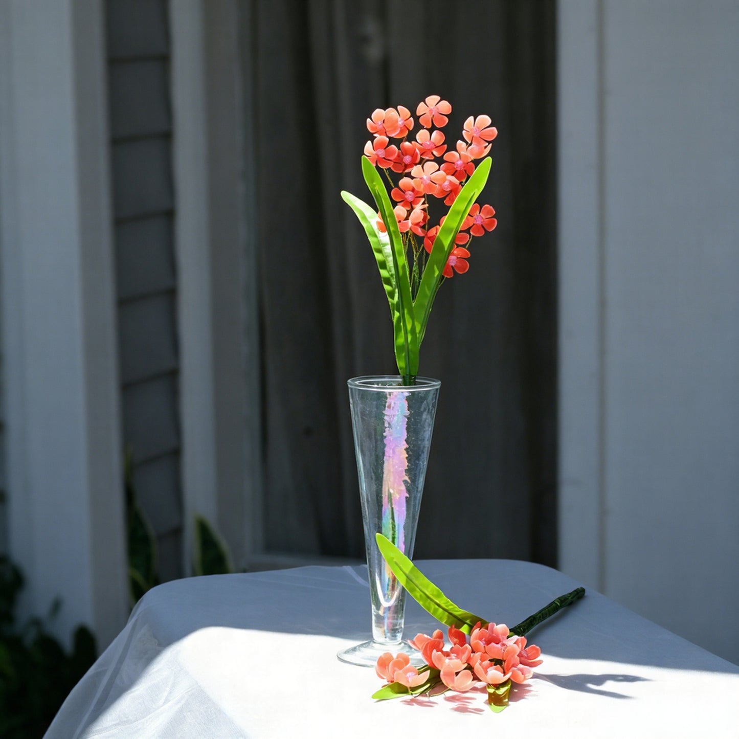 Artificial red Crystal Orchid Flower Stem, Single Stem K13  Handmade Acrylic Beaded Fake Phalaenopsis for Vase Arrangement, Home Wedding Party Floral DIY Decor
