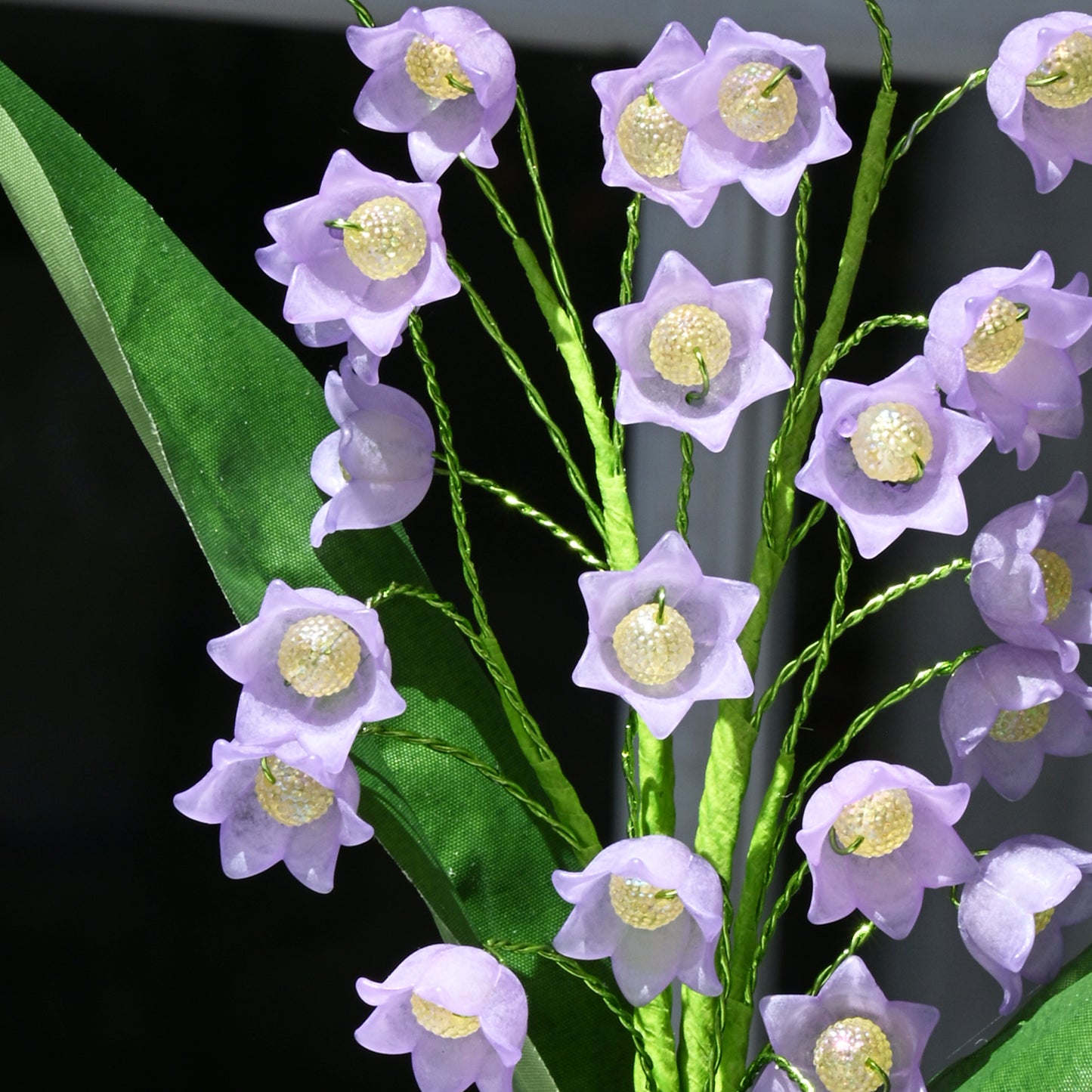 Handmade Purple Lily of the Valley Artificial Flower Arrangement in Bubble Ceramic Pot L26