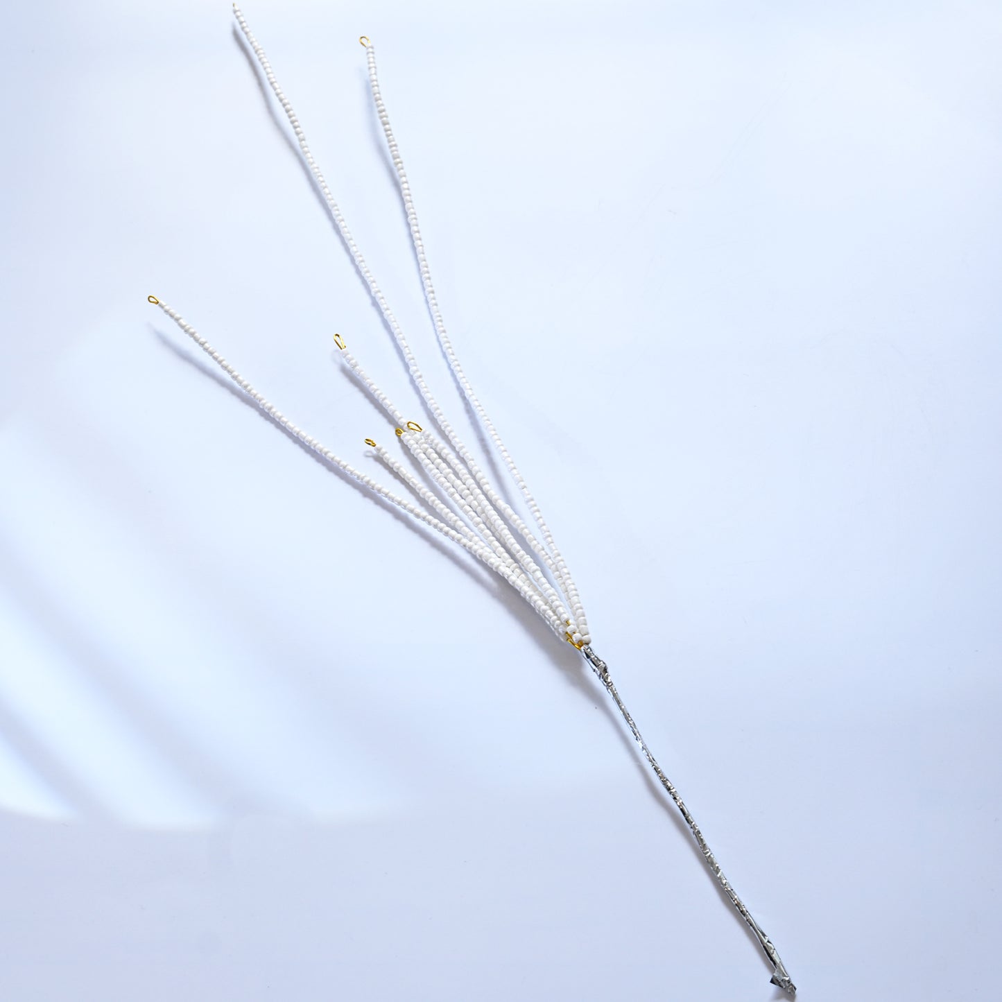 Handmade White Beaded Firework Branch Picks K192
