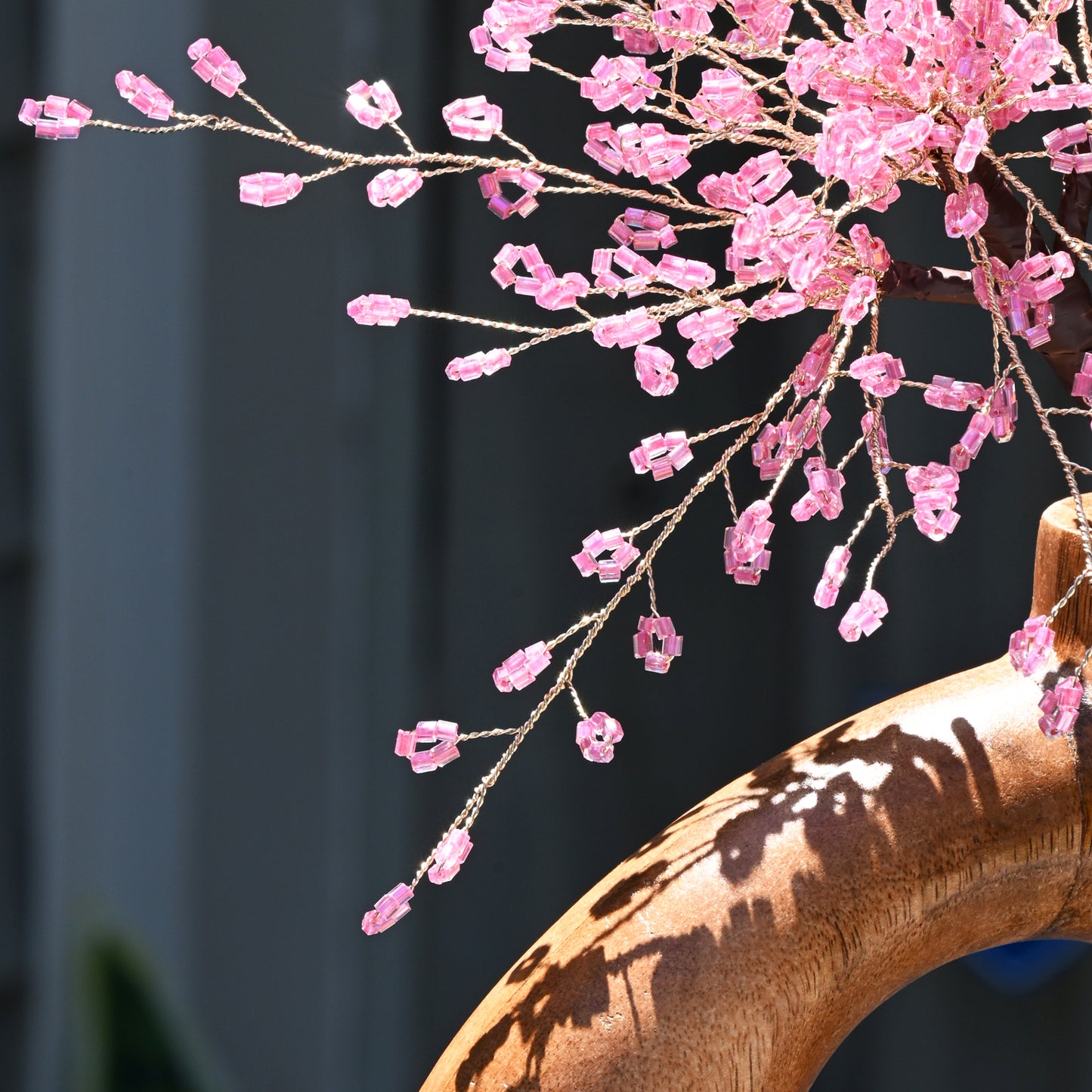 Single Stem Handmade Pink Crystal Beaded Artificial Cherry Blossom Branch K31