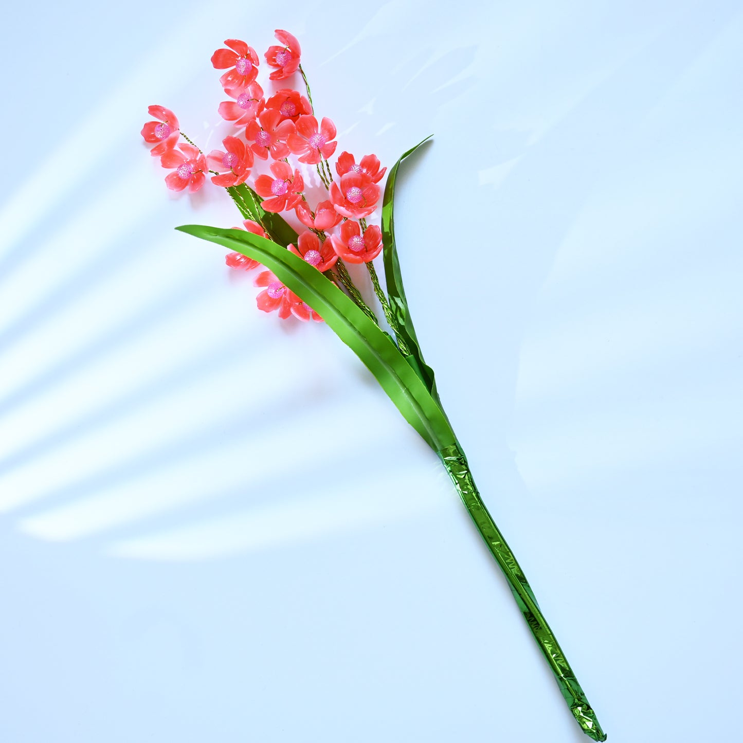 Artificial red Crystal Orchid Flower Stem, Single Stem K13  Handmade Acrylic Beaded Fake Phalaenopsis for Vase Arrangement, Home Wedding Party Floral DIY Decor