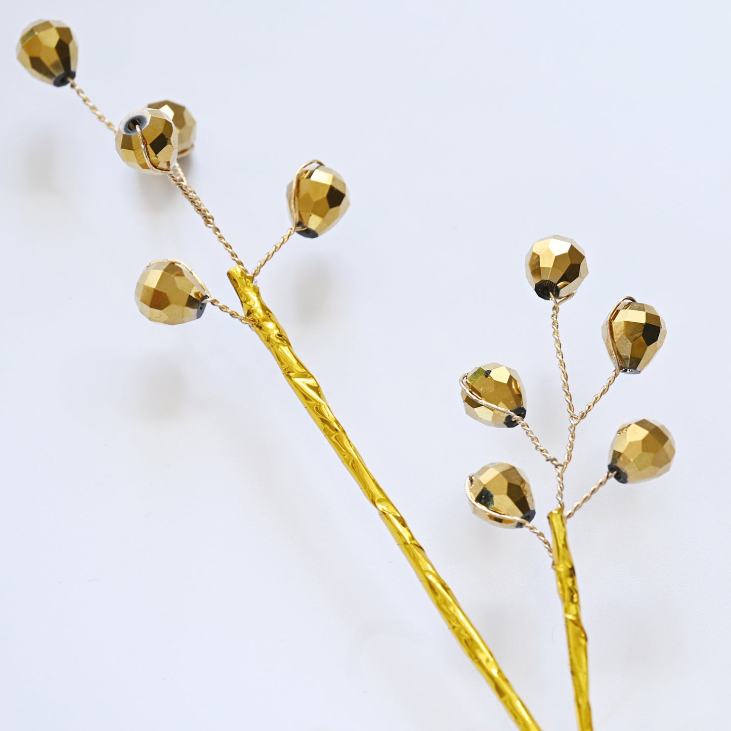 Handmade Gold Faceted Crystal Berry Branch Picks K169