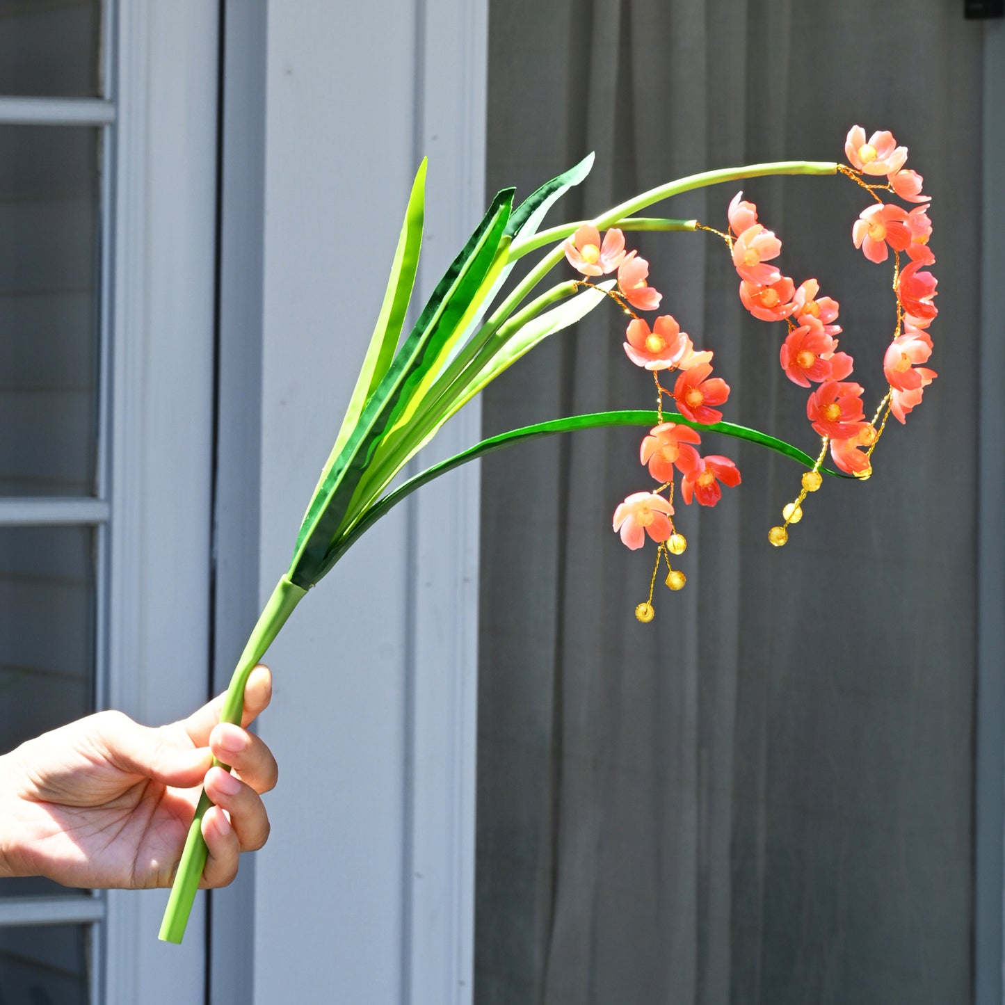 Single Stem Red Trailing Orchid Artificial Flower K29