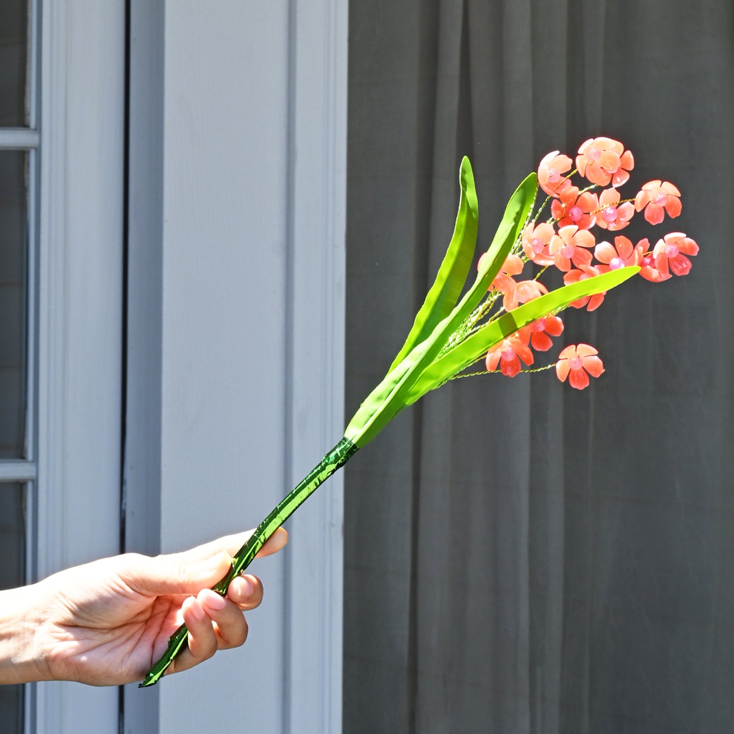 Artificial red Crystal Orchid Flower Stem, Single Stem K13  Handmade Acrylic Beaded Fake Phalaenopsis for Vase Arrangement, Home Wedding Party Floral DIY Decor