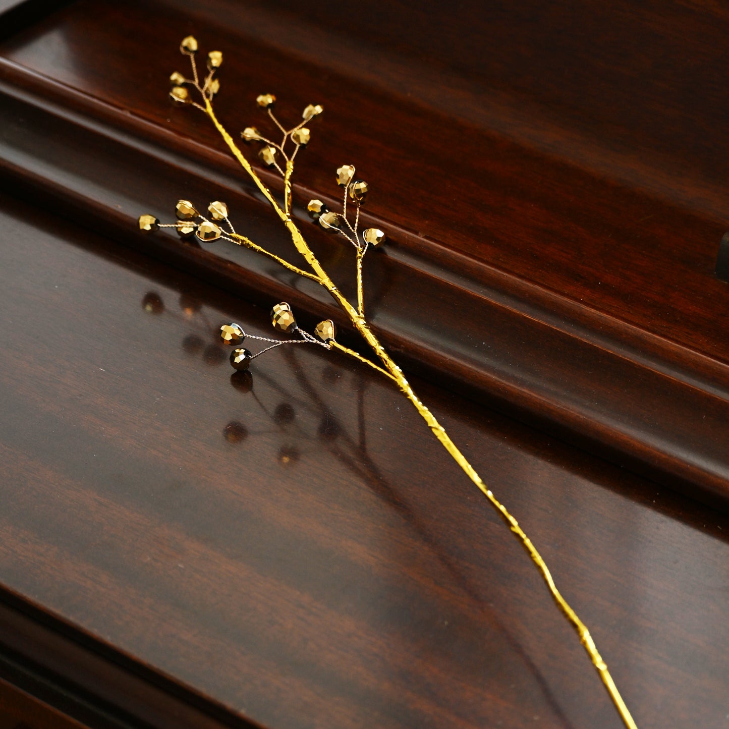 Handmade Gold Faceted Crystal Berry Branch Picks K169
