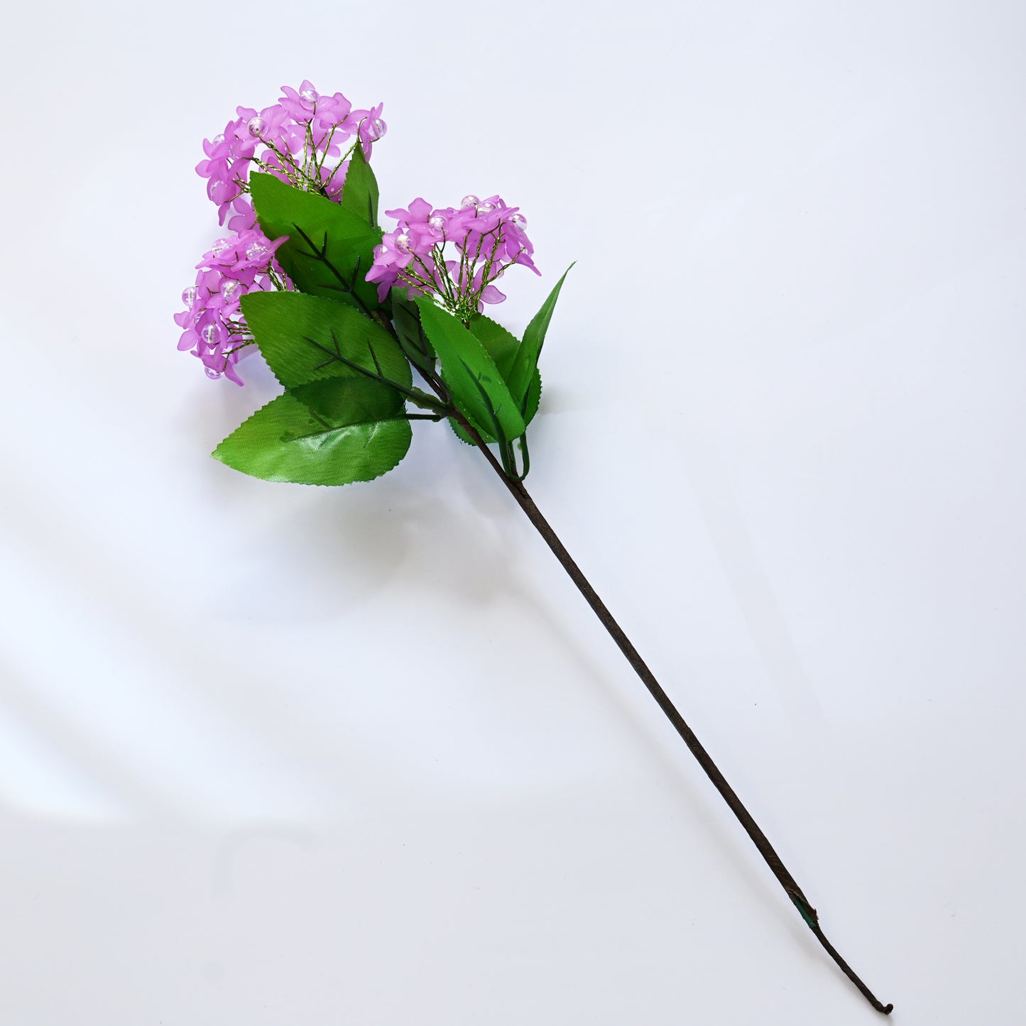 Single Stem Orange Crystal Artificial Orchid Flower, Handmade Acrylic Beaded Fake Phalaenopsis for Vase Filler K17, Home Wedding DIY Floral Arrangement Decor