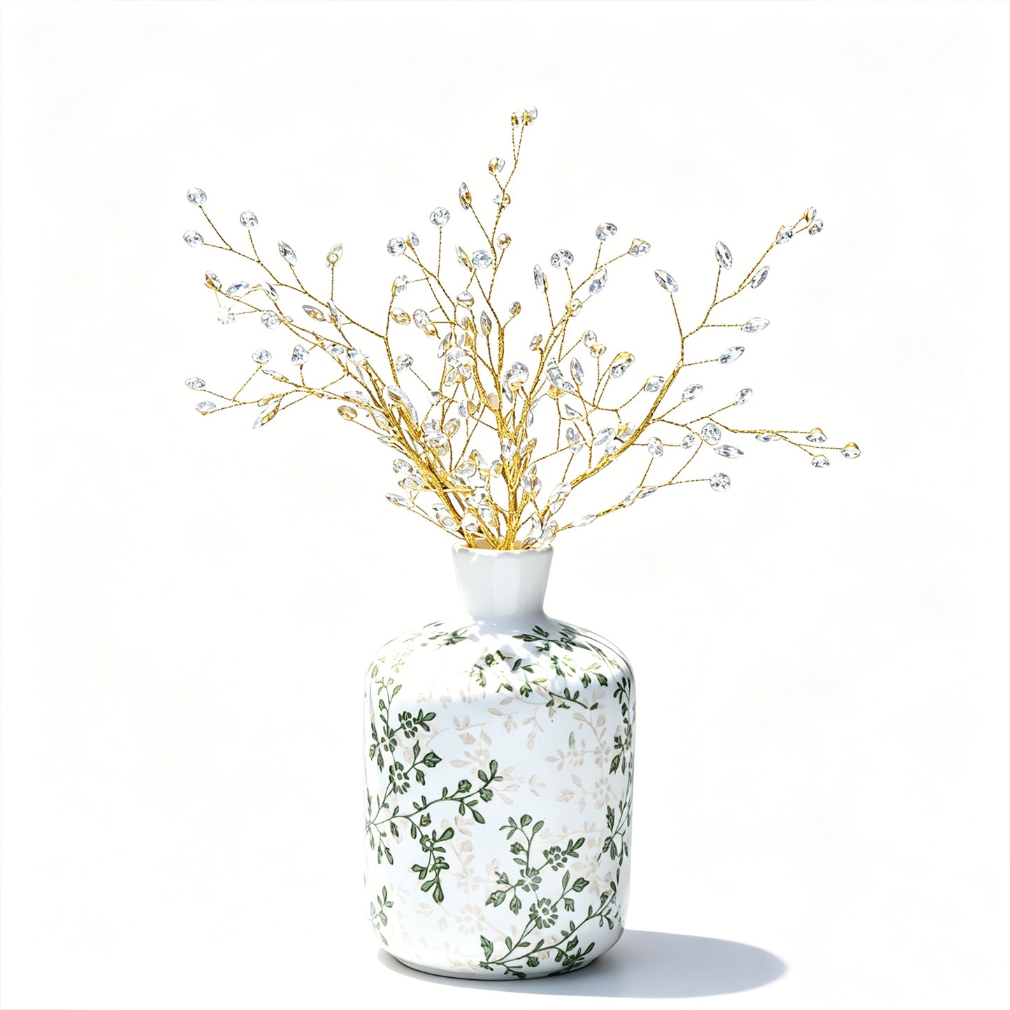 Handmade Marquise Crystal Twig Branches, Gold Wire Rhinestone Floral Picks K127