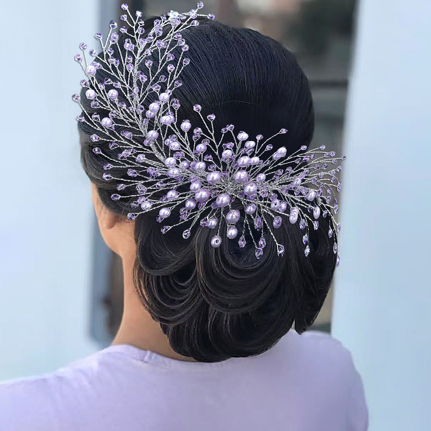 Red silver purple Rhinestone Pearl Bridal Tiara – Bridella BHP931