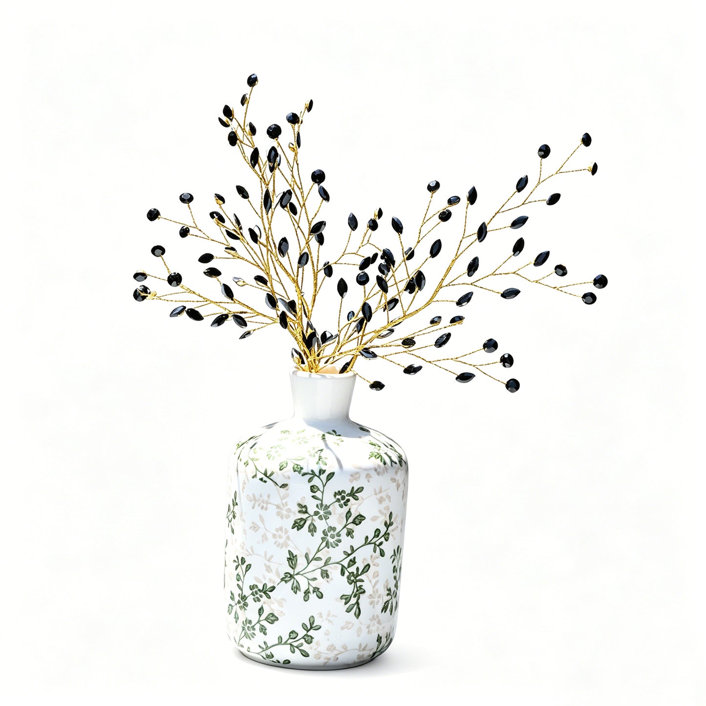 Handmade Marquise Crystal Twig Branches, Gold Wire Rhinestone Floral Picks K127