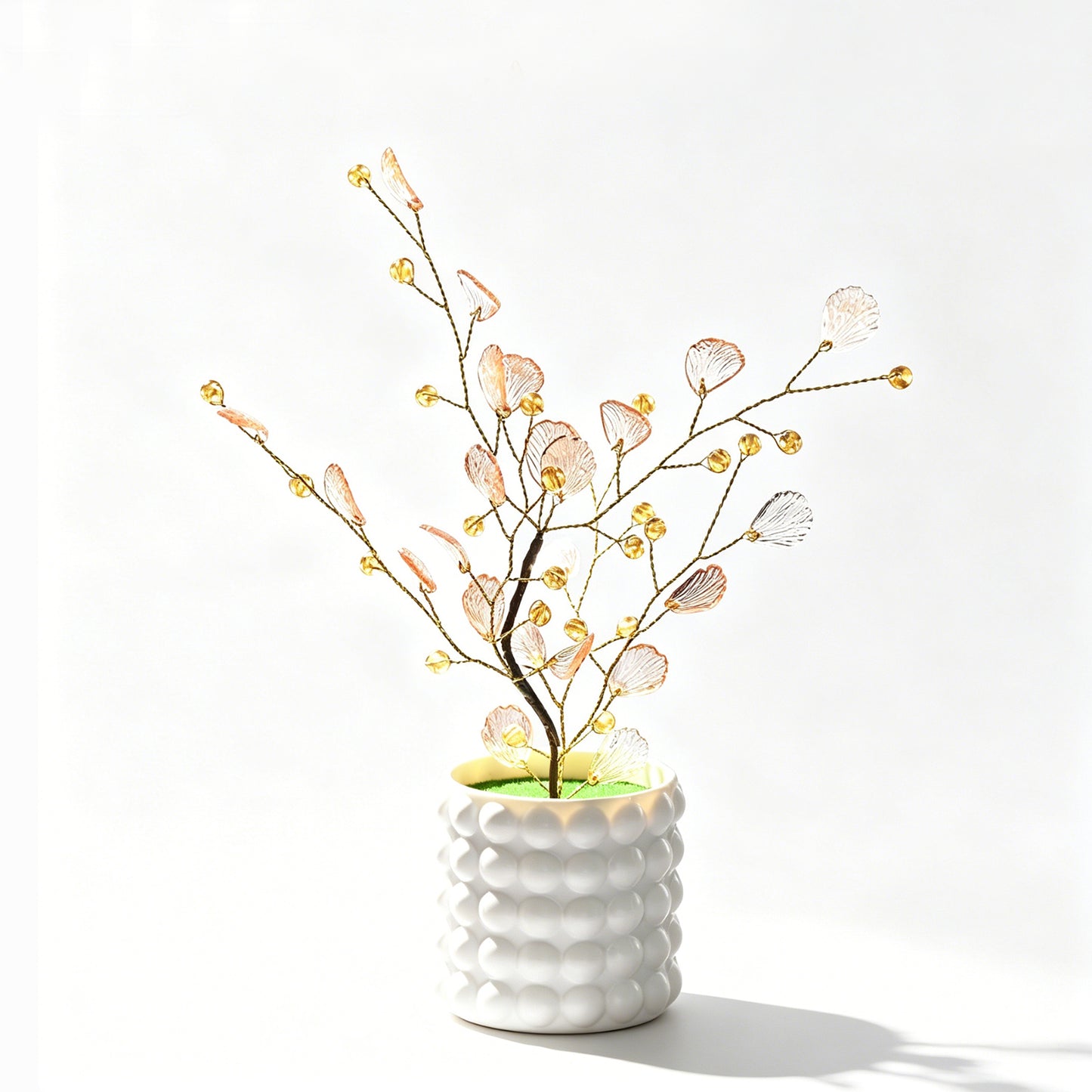 Handmade Crystal Ginkgo Leaf Tree, Artificial Flower Arrangement  L49