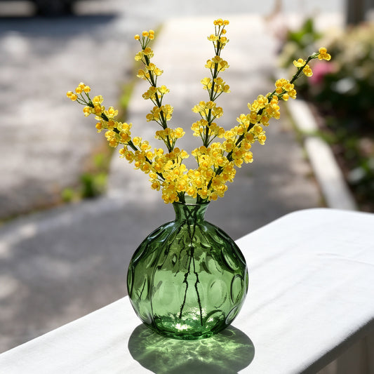 Artificial Yellow Crystal Beaded Acacia Flower Stem K03
