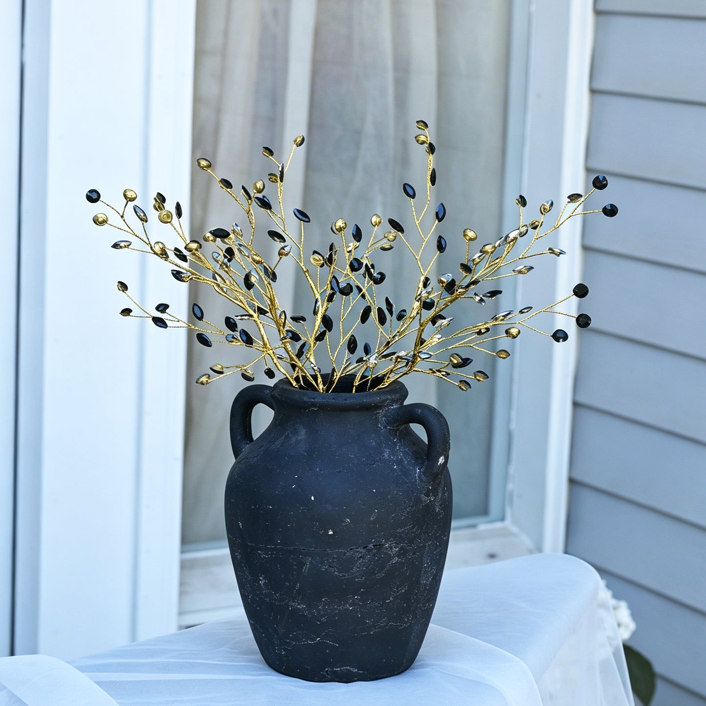 Handmade Marquise Crystal Twig Branches, Gold Wire Rhinestone Floral Picks K127