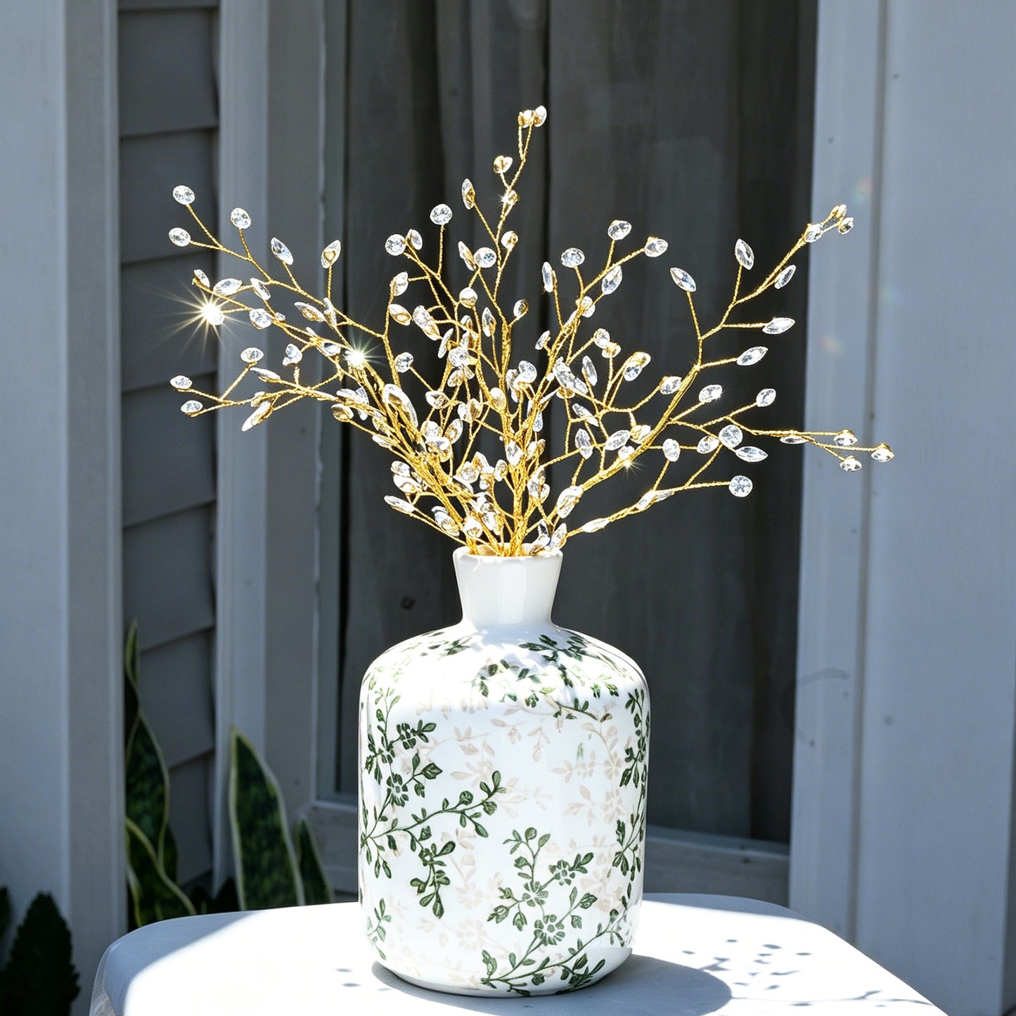 Handmade Marquise Crystal Twig Branches, Gold Wire Rhinestone Floral Picks K127