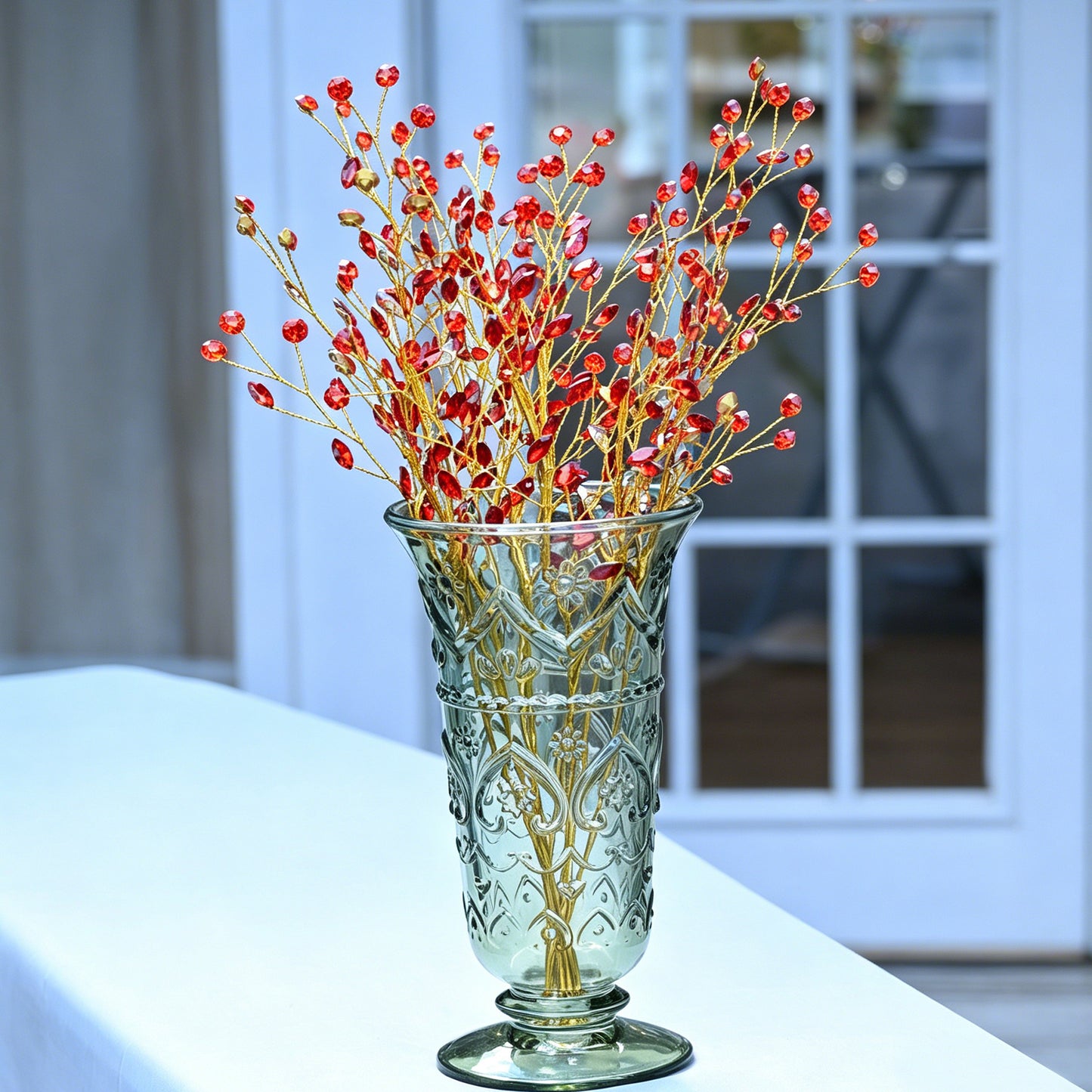 Handmade Marquise Crystal Twig Branches, Gold Wire Rhinestone Floral Picks K127