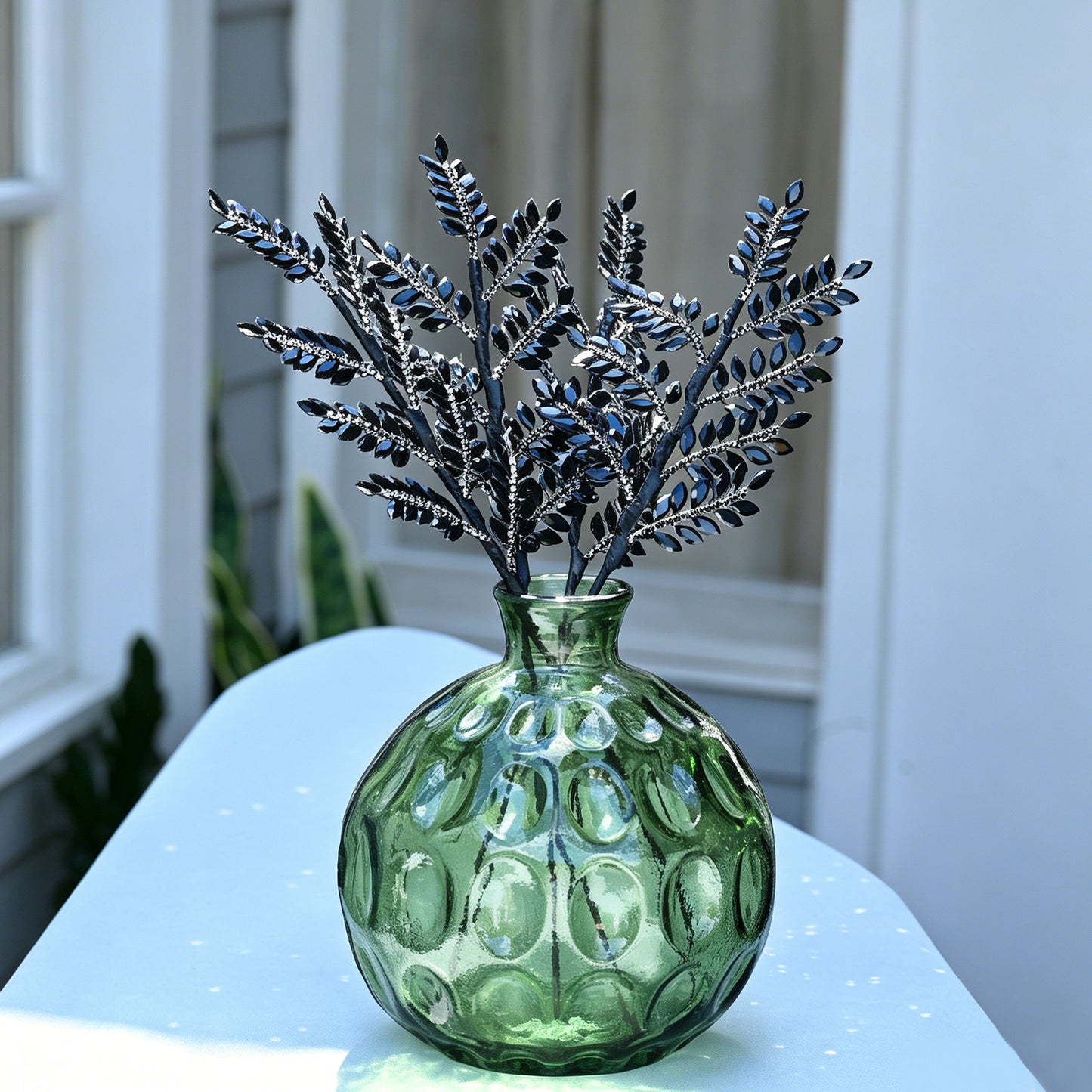 Handmade Marquise Crystal Leaf Floral Picks, Multi-Color Rhinestone Laurel Branch Stems K123