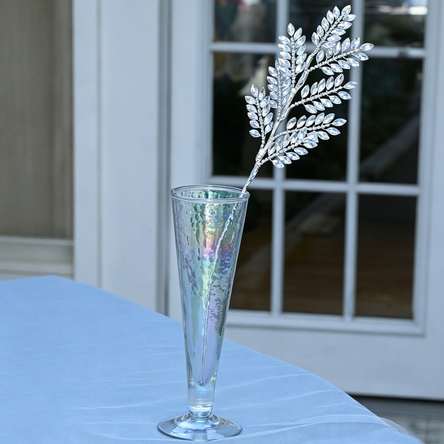 Handmade Marquise Crystal Leaf Floral Picks, Multi-Color Rhinestone Laurel Branch Stems K123