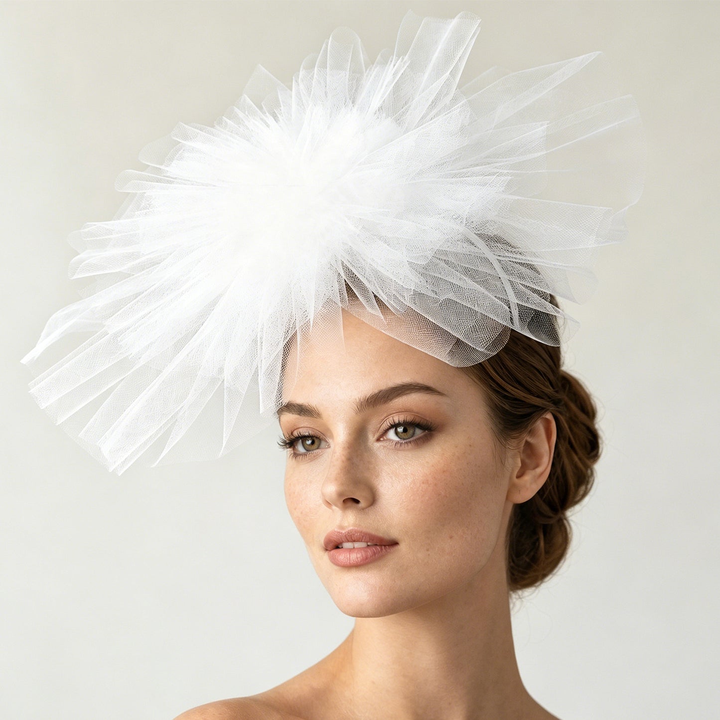 Floral Bridal Blusher Veil Multi Layer Wedding Headband Short Veil White - Bridella BMA01-I