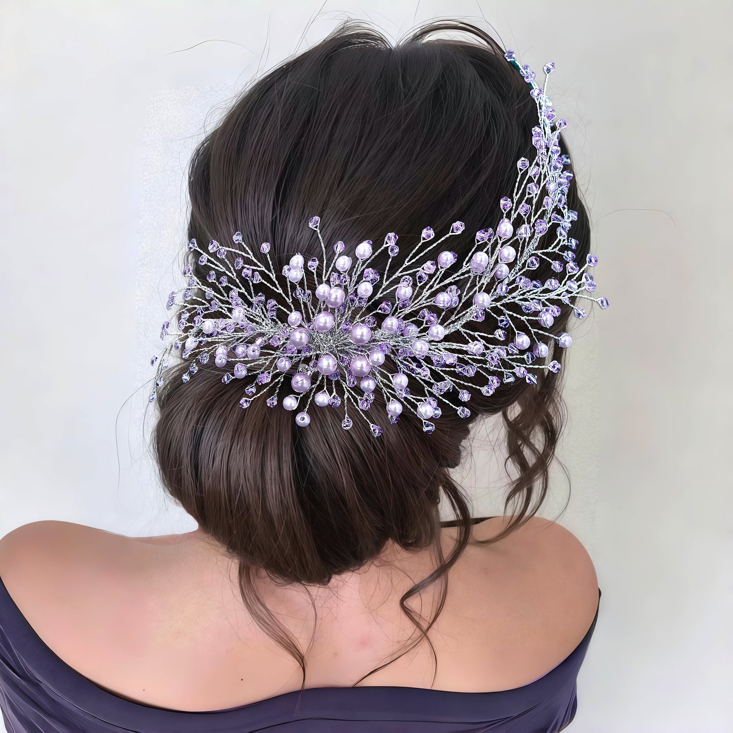 Red silver purple Rhinestone Pearl Bridal Tiara – Bridella BHP931