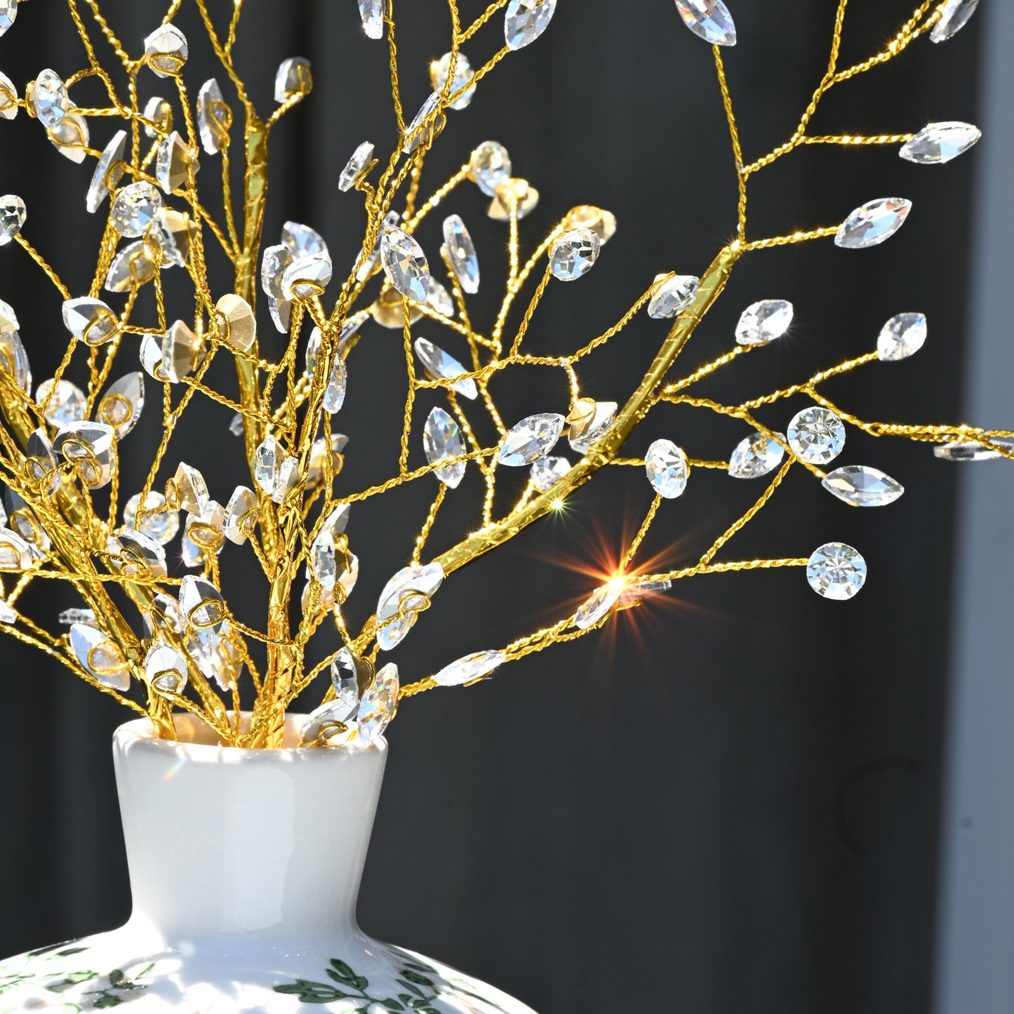 Handmade Marquise Crystal Twig Branches, Gold Wire Rhinestone Floral Picks K127