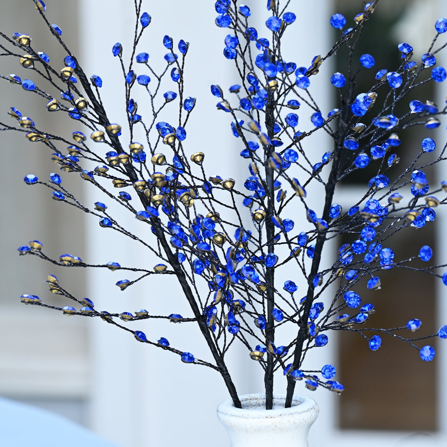 Handmade Crystal Bead Artificial Berry Branches, Multi-Color Rhinestone Wire Floral Picks k112