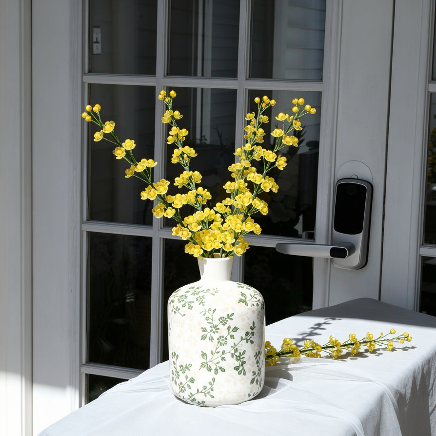 Artificial Yellow Crystal Beaded Acacia Flower Stem K03