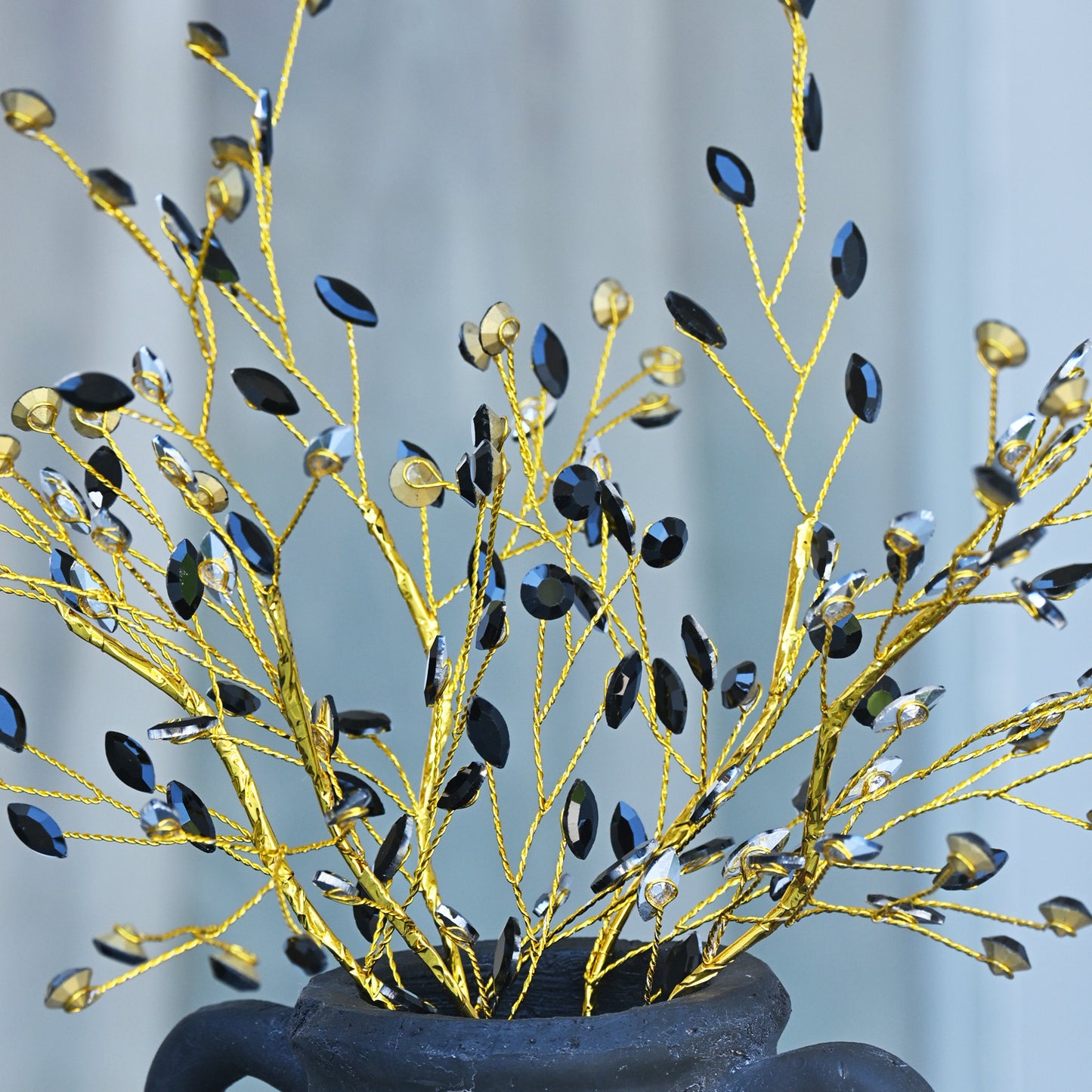 Handmade Marquise Crystal Twig Branches, Gold Wire Rhinestone Floral Picks K127