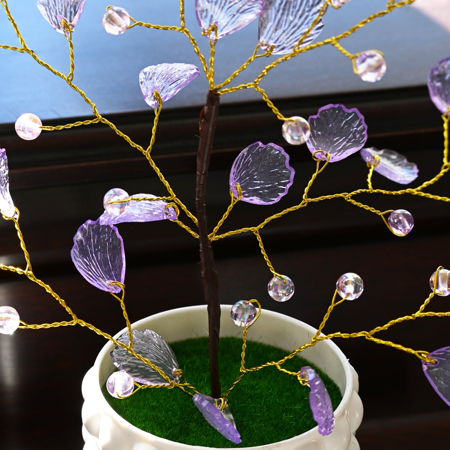 Handmade Crystal Ginkgo Leaf Tree, Artificial Flower Arrangement  L49