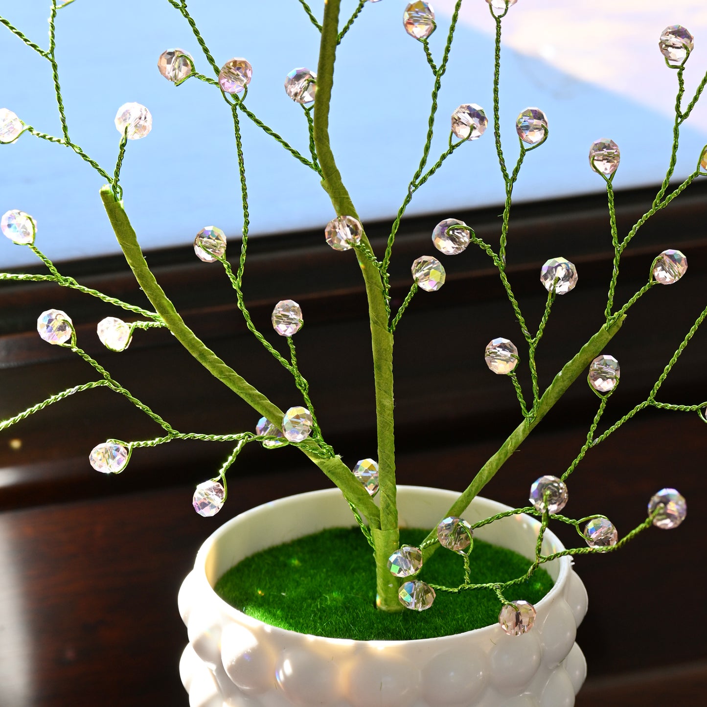 Handmade Crystal Bead Tree, Artificial Flower Arrangement L60