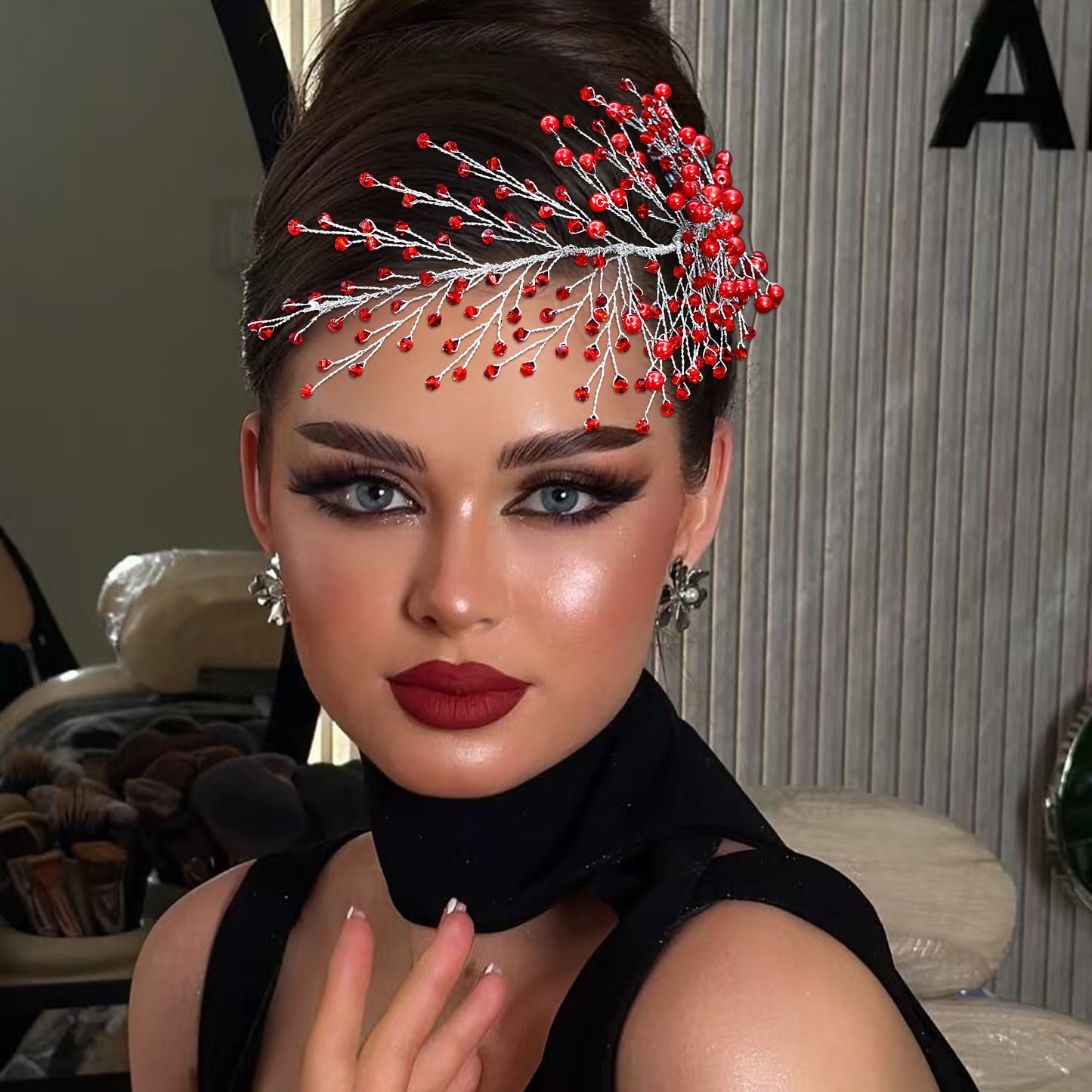 Red silver purple Rhinestone Pearl Bridal Tiara – Bridella BHP931