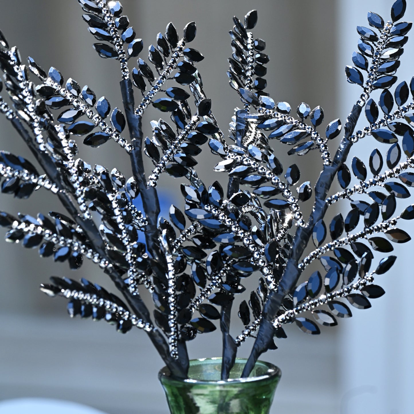 Handmade Marquise Crystal Leaf Floral Picks, Multi-Color Rhinestone Laurel Branch Stems K123