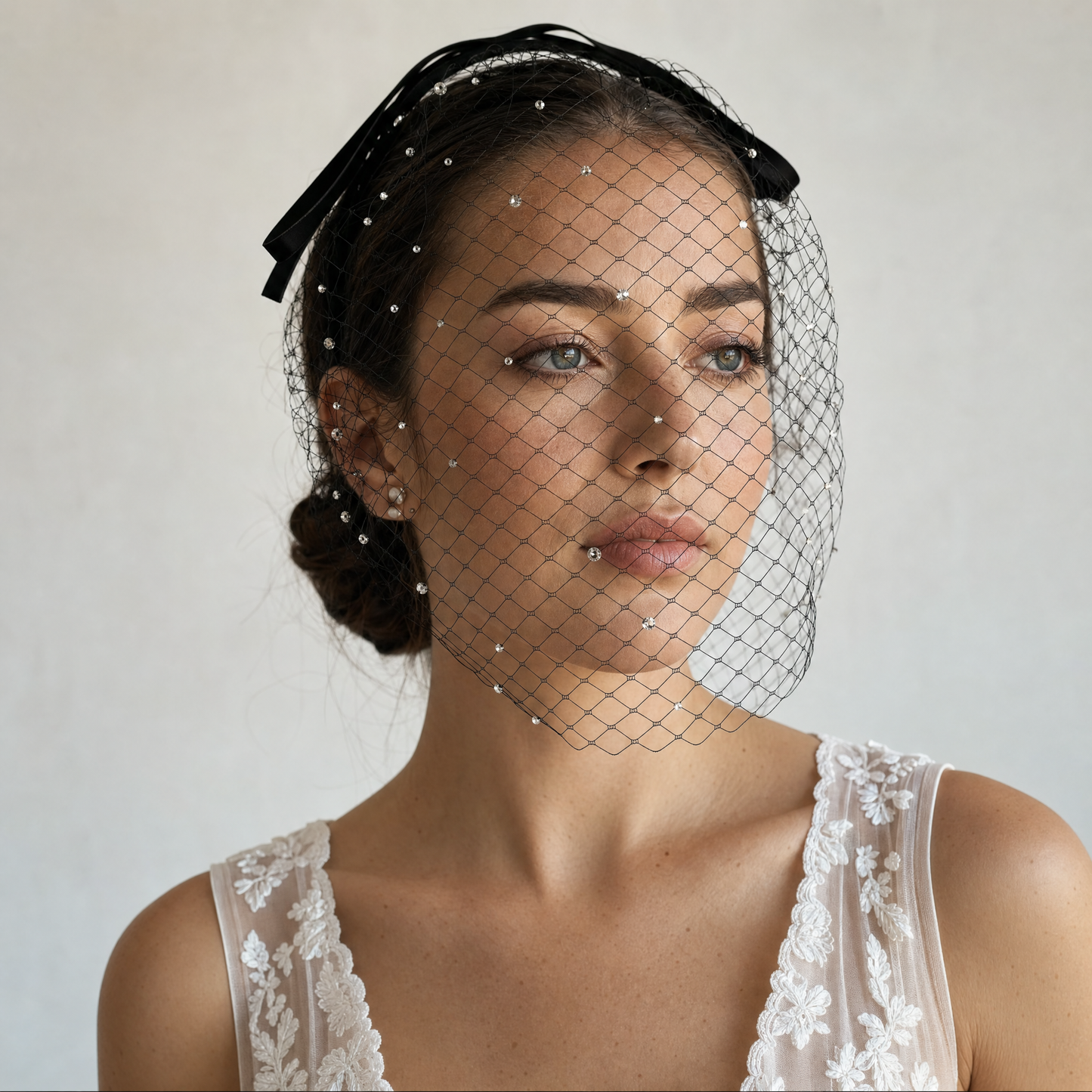 Rhinestone Birdcage Bridal Veil Wedding Headband Veil - Bridella BMA21-B