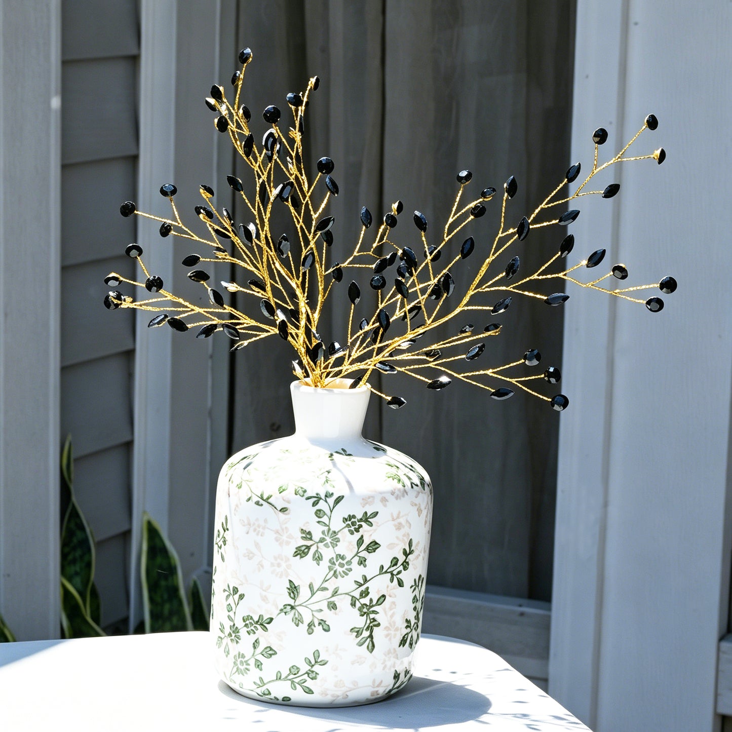 Handmade Marquise Crystal Twig Branches, Gold Wire Rhinestone Floral Picks K127