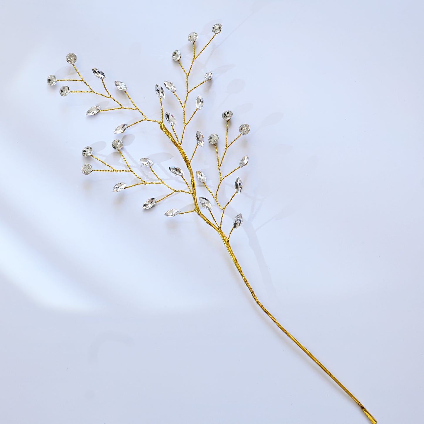 Handmade Marquise Crystal Twig Branches, Gold Wire Rhinestone Floral Picks K127