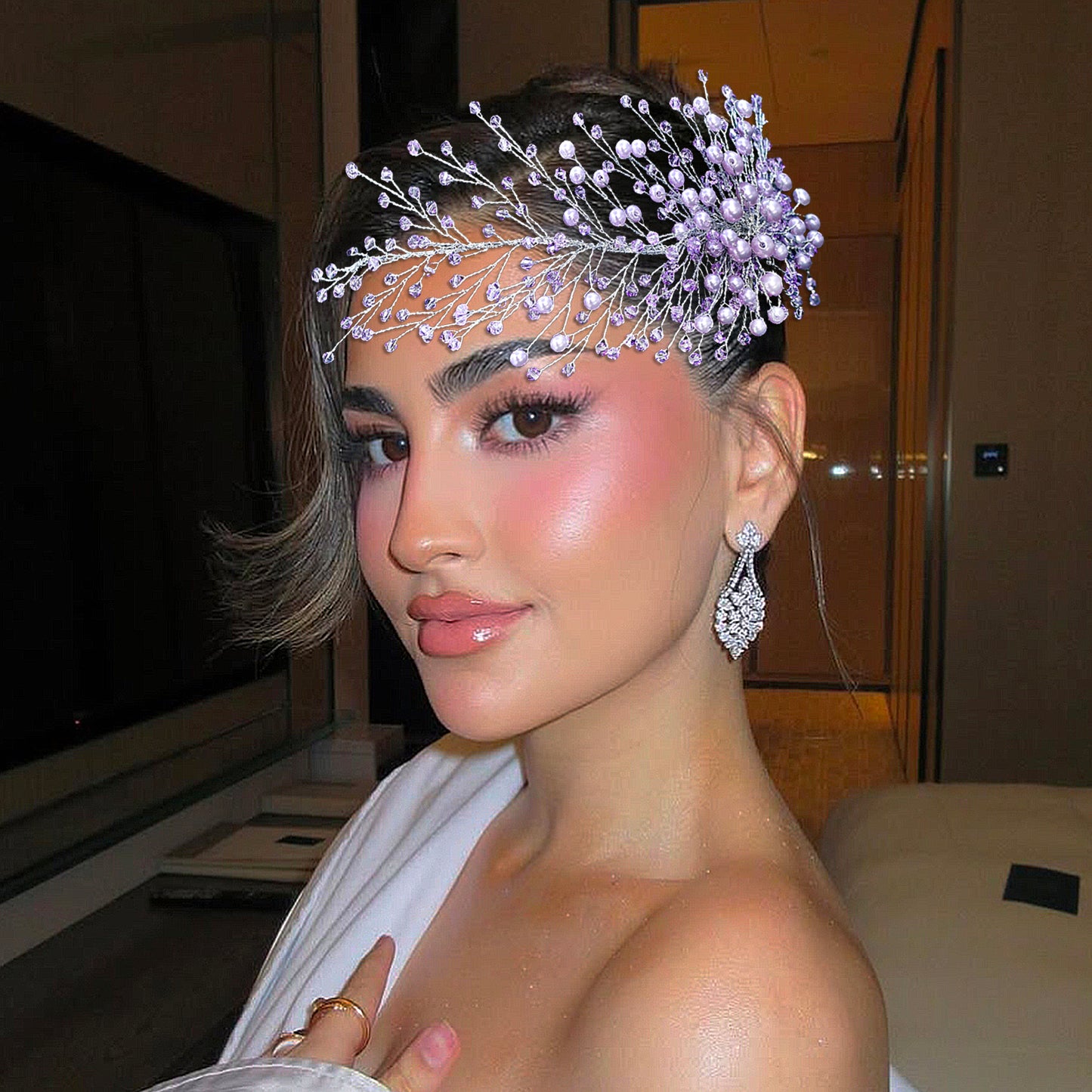 Red silver purple Rhinestone Pearl Bridal Tiara – Bridella BHP931