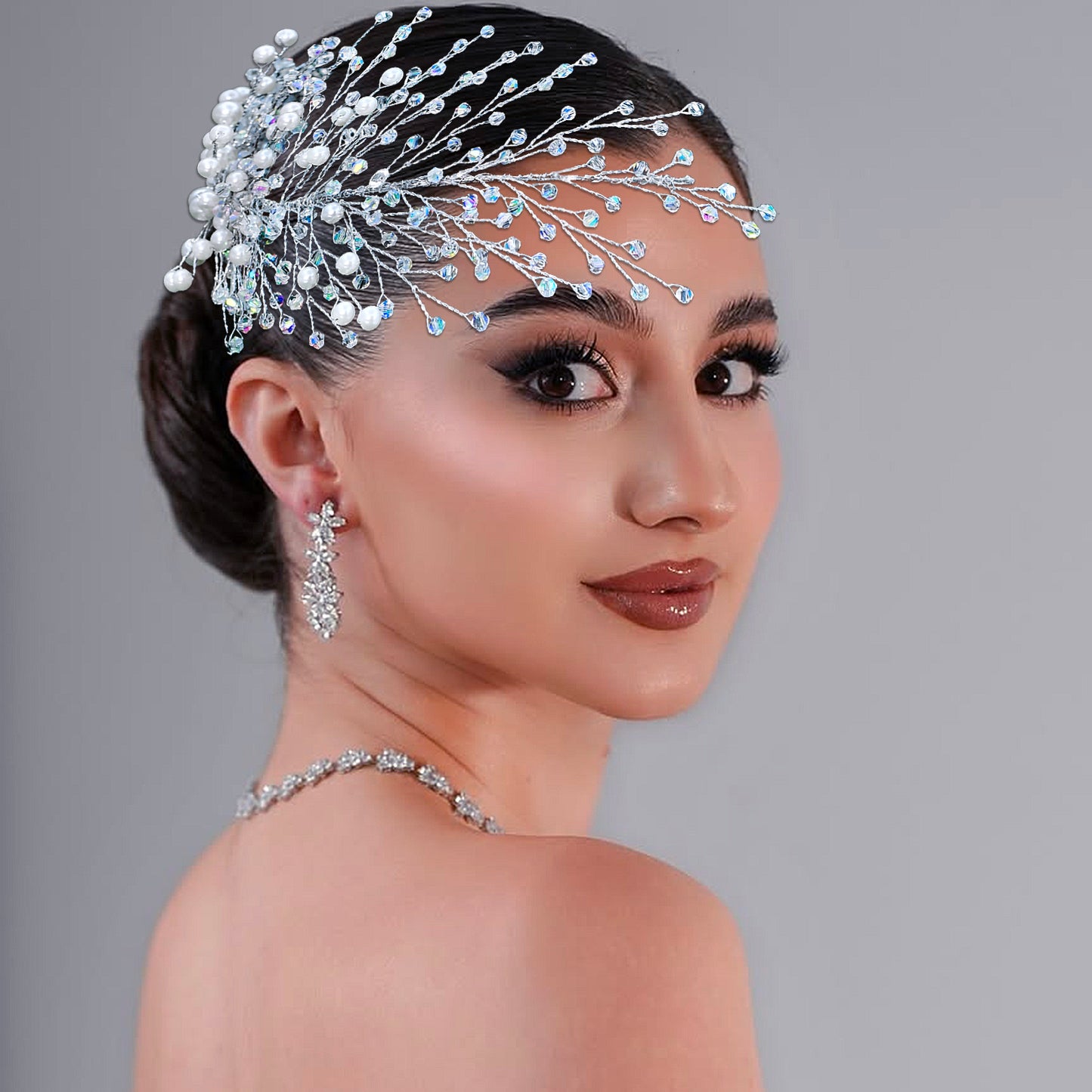 Red silver purple Rhinestone Pearl Bridal Tiara – Bridella BHP931